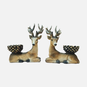 Pitambar Store Creation Polyresin Deer/Hiran Set Showpiece for Home Office Decor (7 Inch)