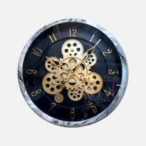 Vintage Gear Clock Art Forever Design, Black and Gold, 35x35cm